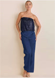 Shiny Satin Pant Dark Blue