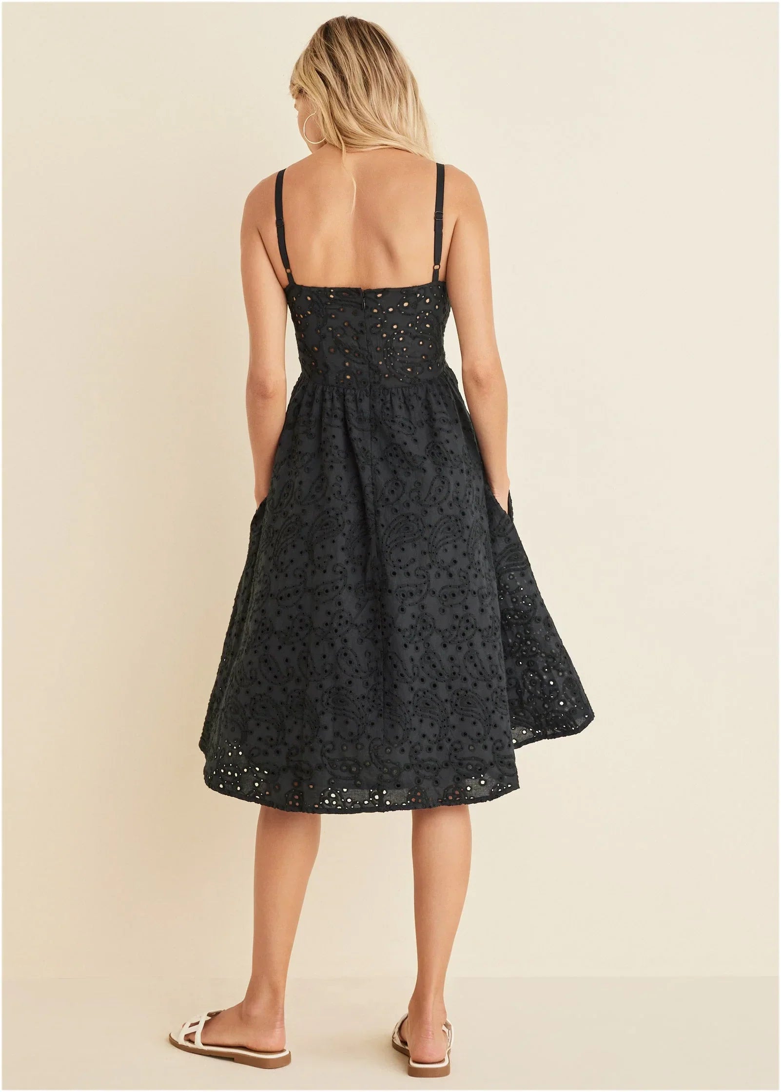 Paisley Eyelet Dress Jet Black