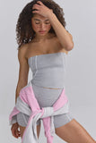 Soft Active Contrast Trim Bandeau Top in Marl Grey