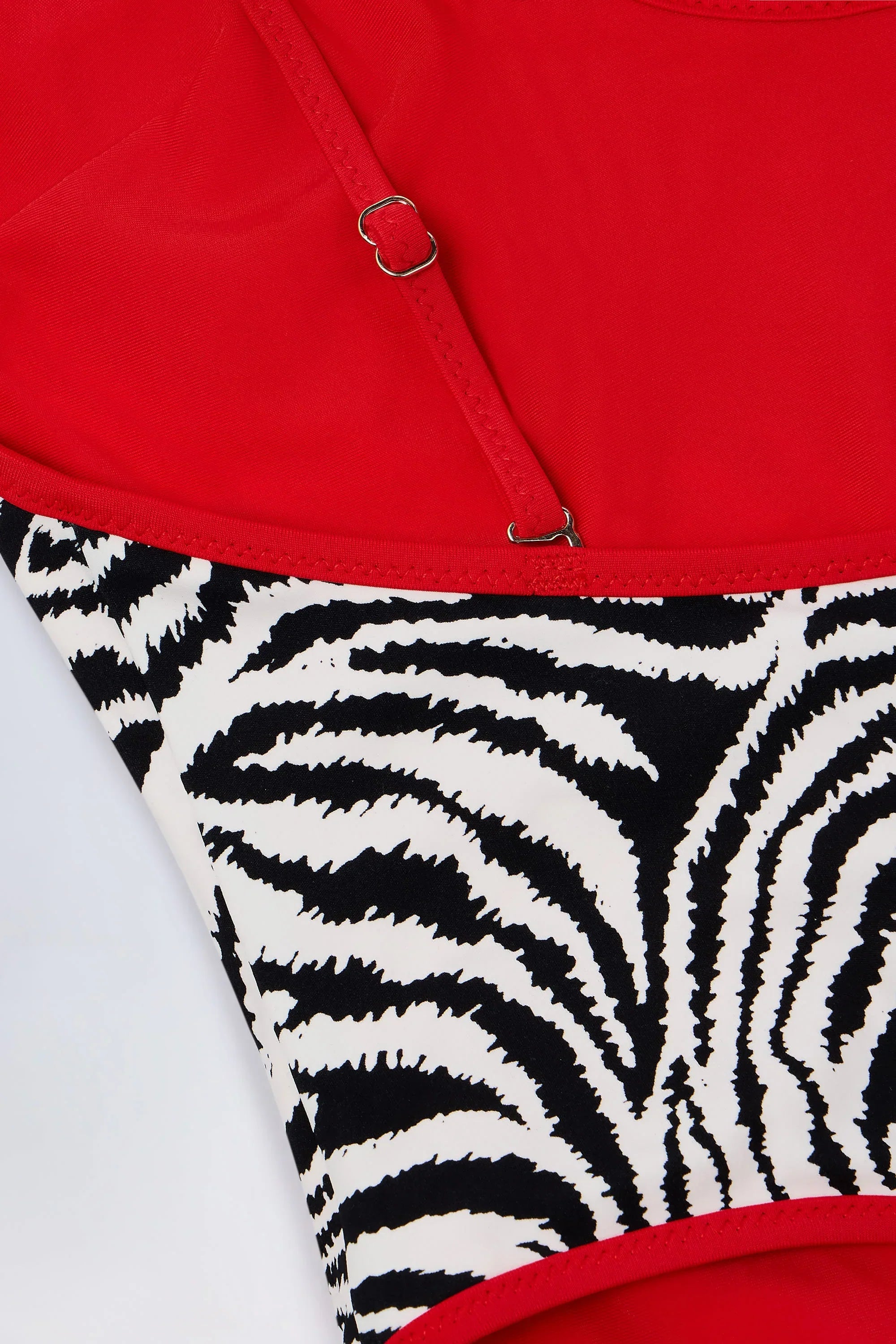 Charm Detail Cross Back Swimsuit in Zebra Print