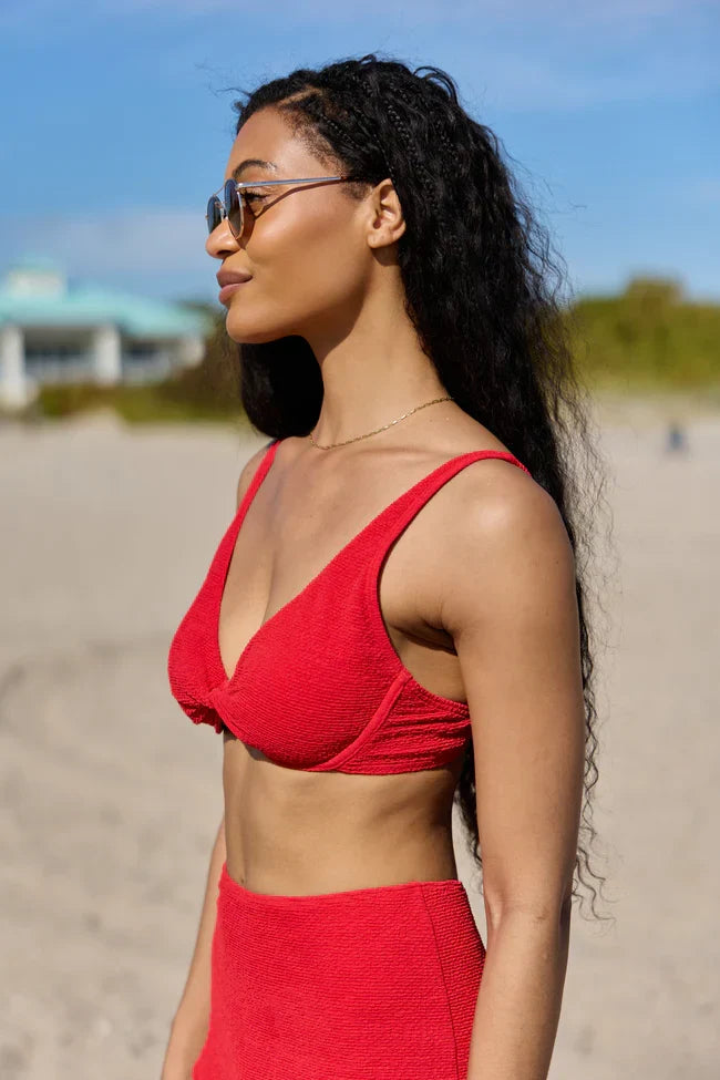 Coastal Crush Red Twist Underwire Bikini Top