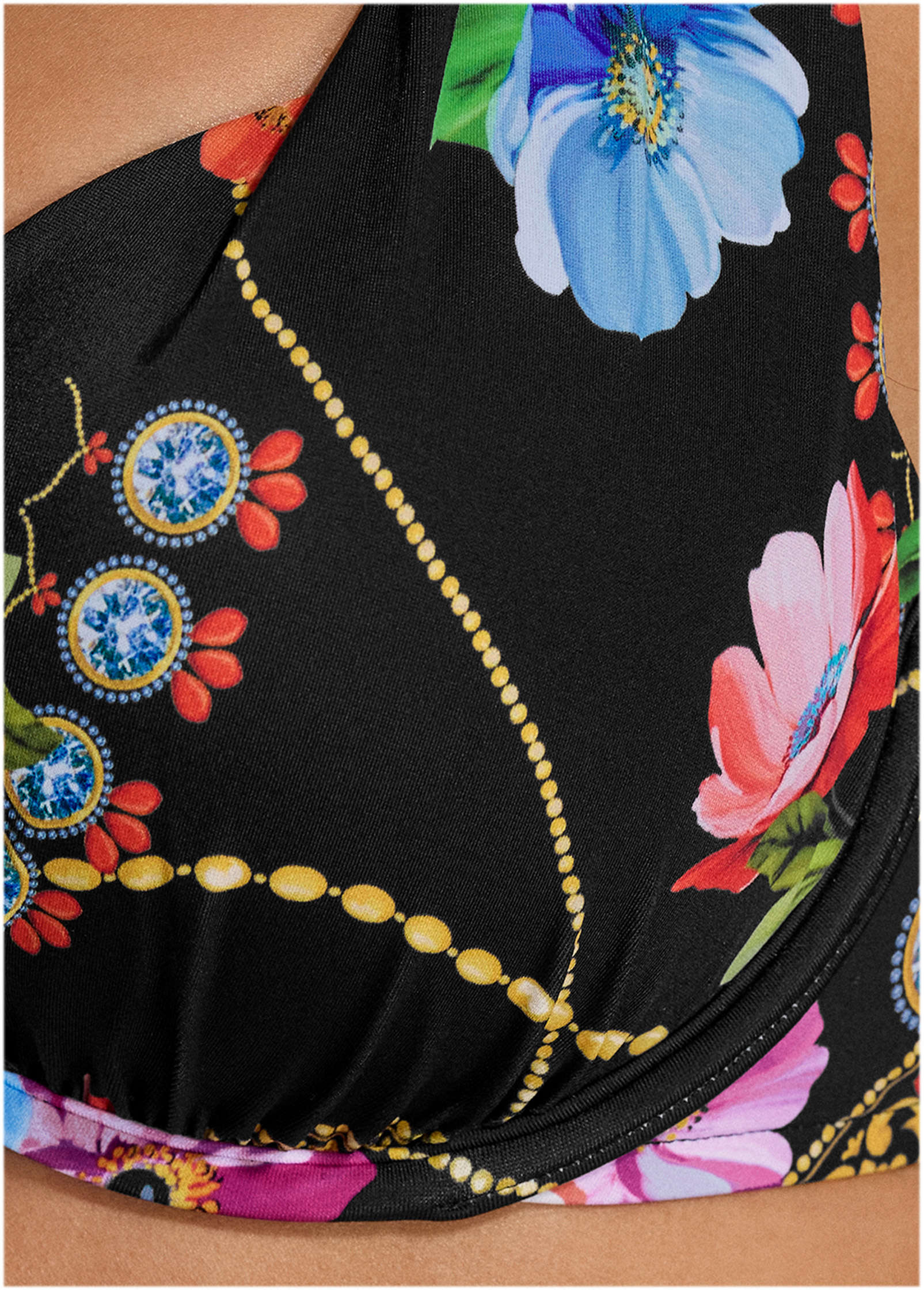 Marilyn Push Up Bikini Top Beaded Floral