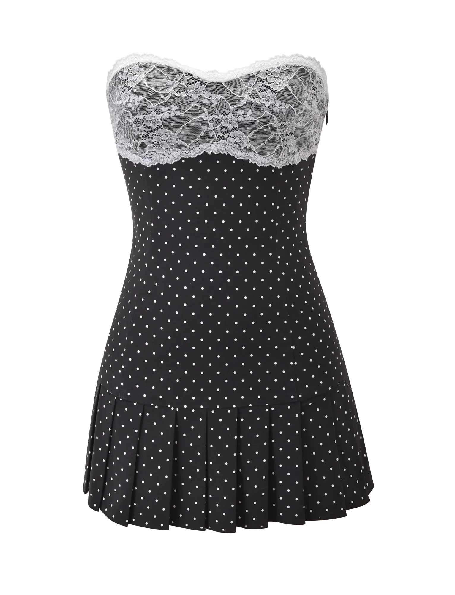 KITTIE LACE PLEAT DRESS BLACK DOT