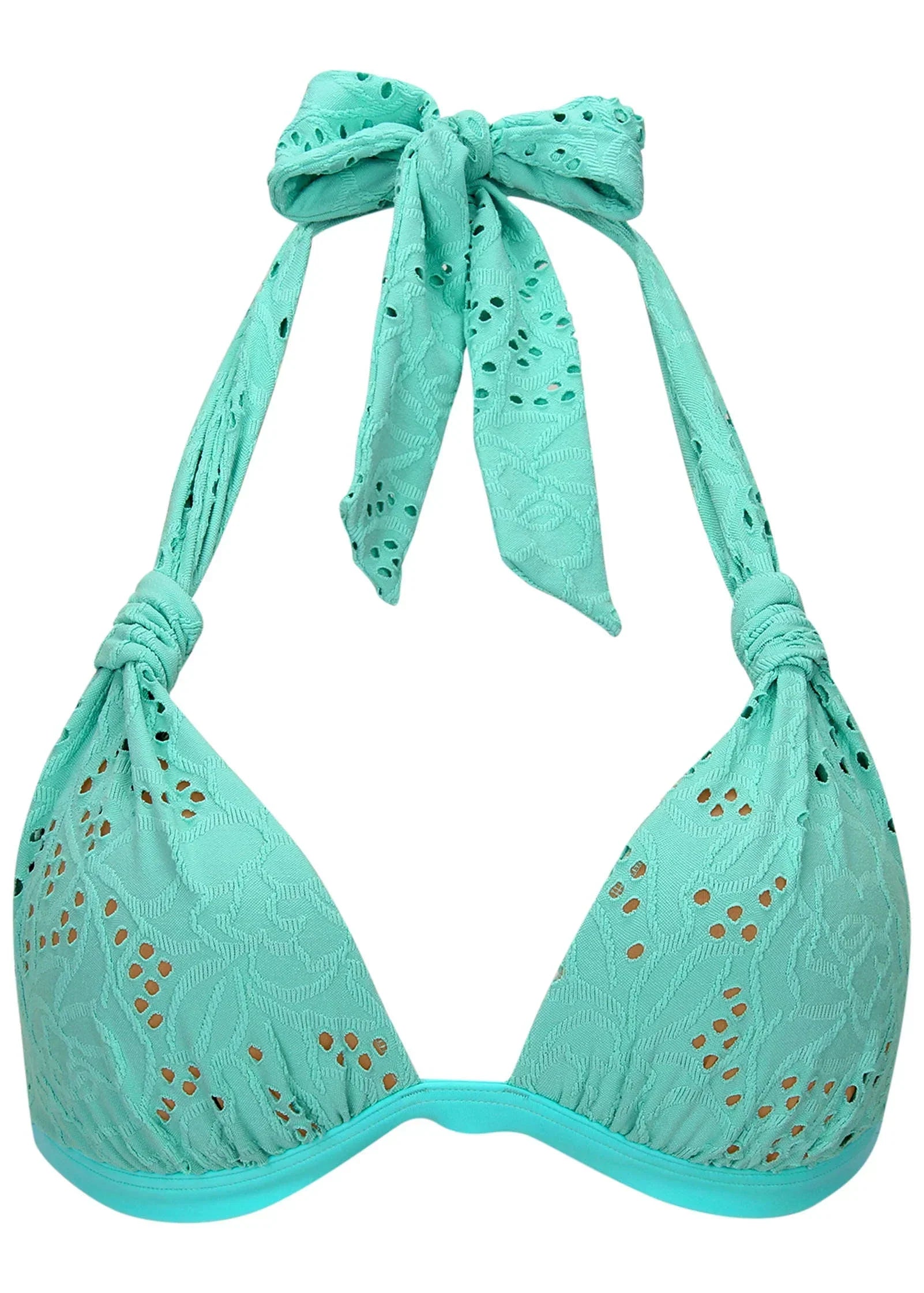 Lace Goddess Push Up Halter Top Light Teal