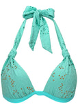 Lace Goddess Push Up Halter Top Light Teal