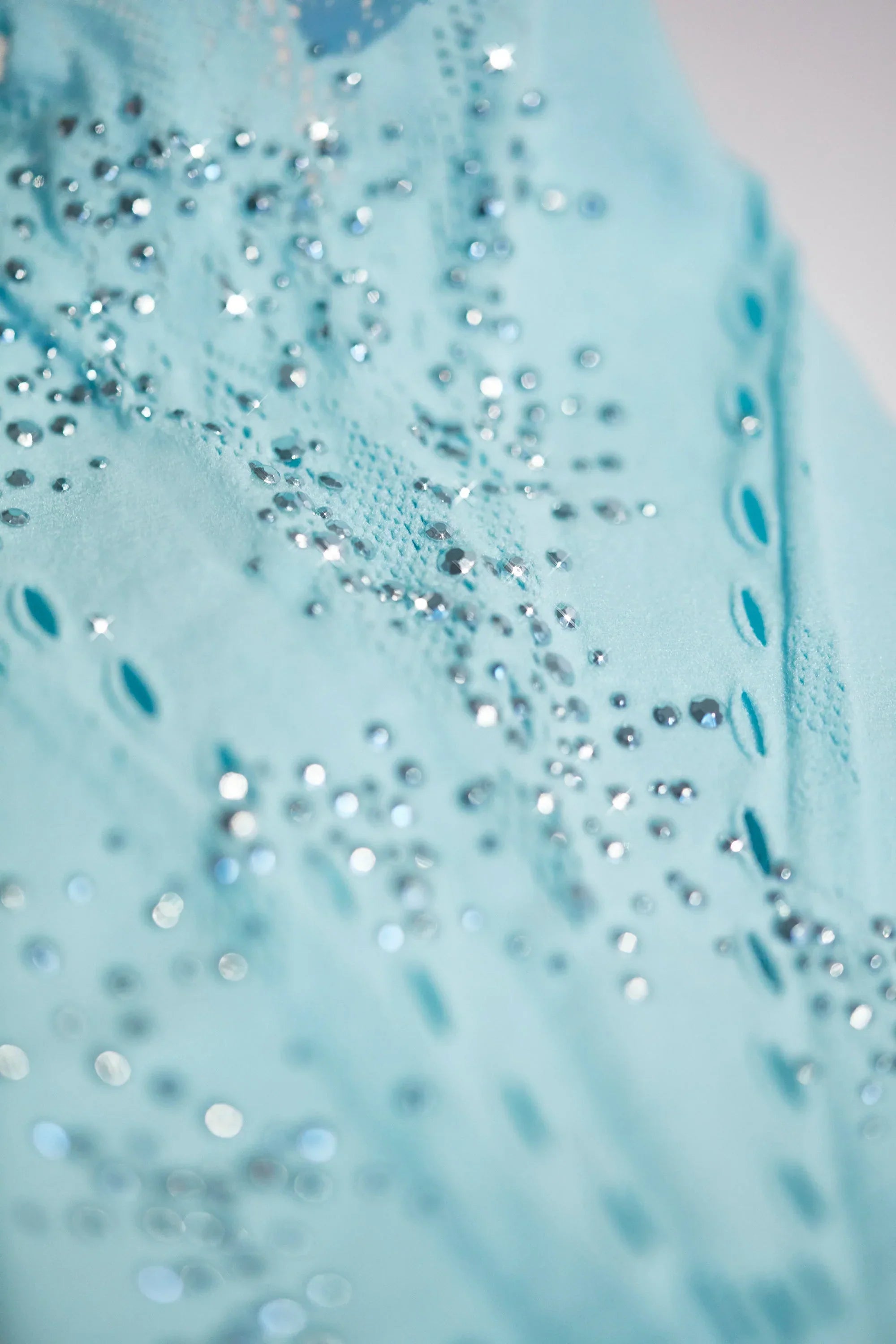 Petite Embellished Mid Rise Flared Trousers in Ice Blue
