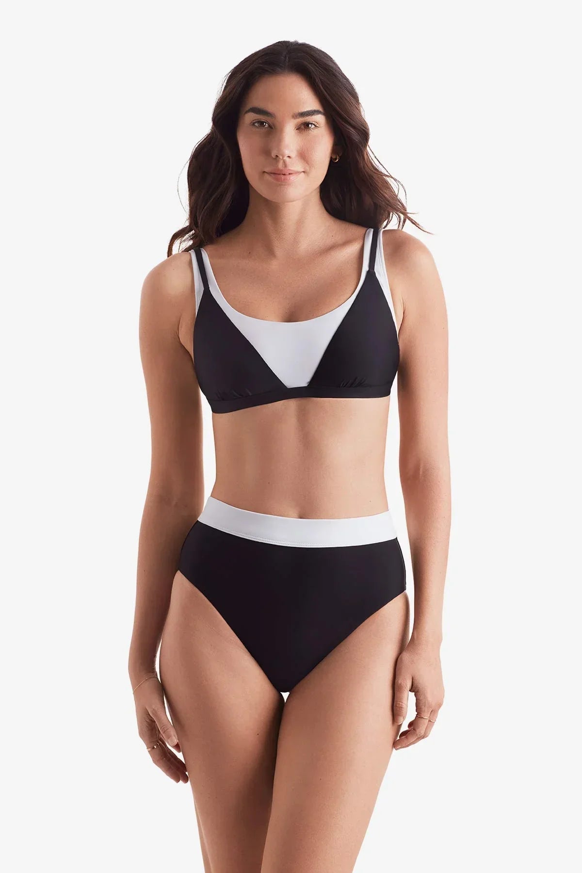 Drift Bra Black White Layered Solids