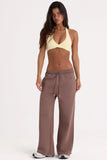 Brushed Jersey Wide Leg Joggers in Cocoa