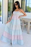 Essie Tiered Pastel Floral Tiered Maxi Dress