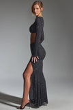 Embellished Ruched Maxi Skirt in Black