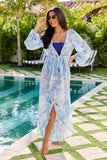 Shine On Blue Printed Long Sleeve Swim Cover up SALE