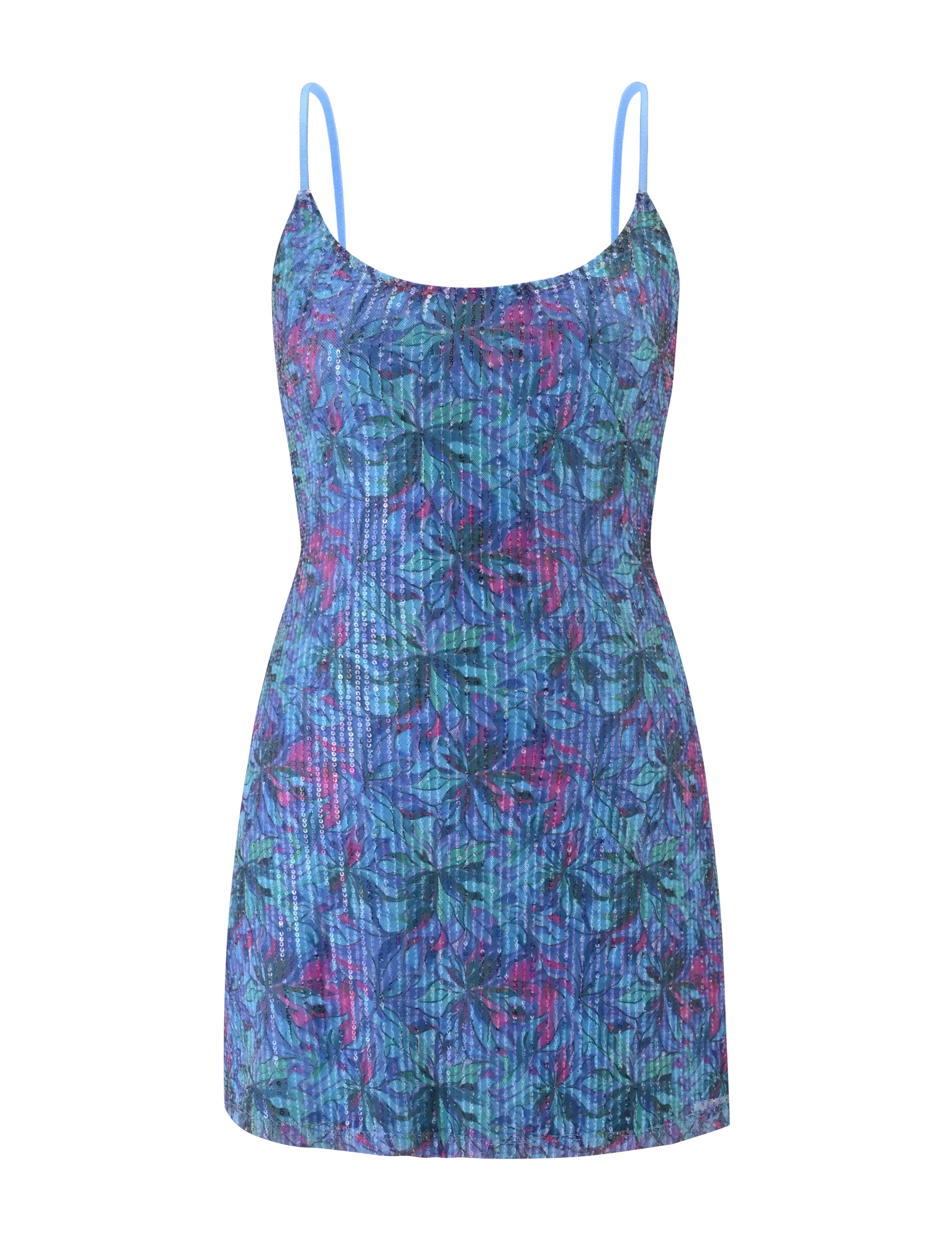 ZEINA MINI DRESS BLUE FLORAL SEQUIN