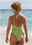 Strappy Tulum High Leg One Piece Mosstone