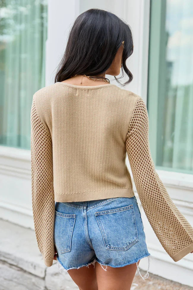 Sandra Tan Cropped Shrug Cardigan