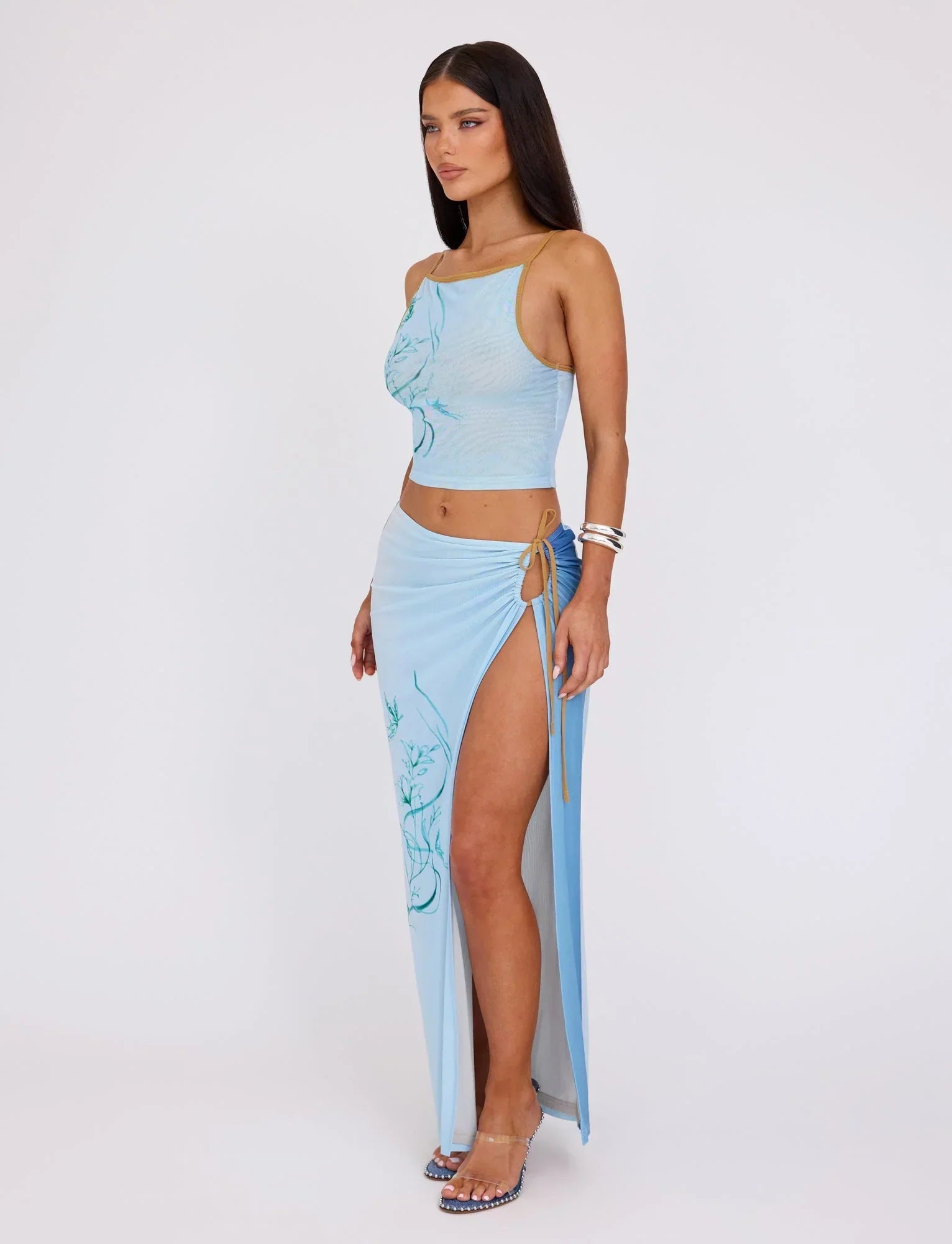 ELVERA TOP BLUE GRADIENT FLORAL