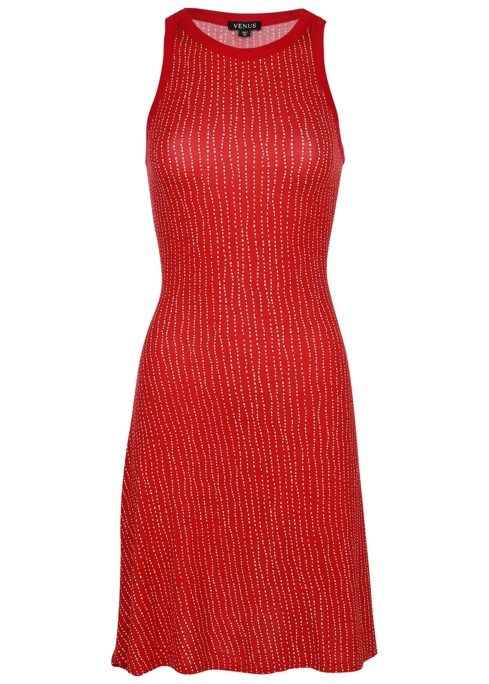 Printed Fit And Flare Dress Red Dot Stripe