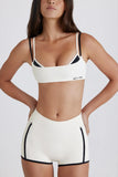 Soft Active Twist Back Layered Sports Bra in Coconut