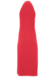 High Neck Midi Dress Red