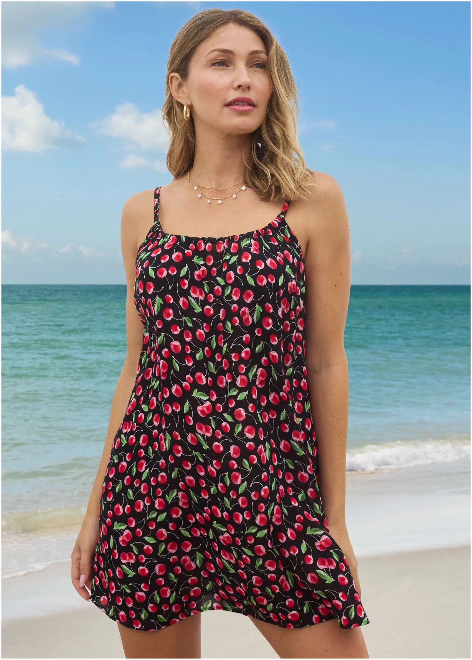 Crinkle Cover Up Dress Very Cherry