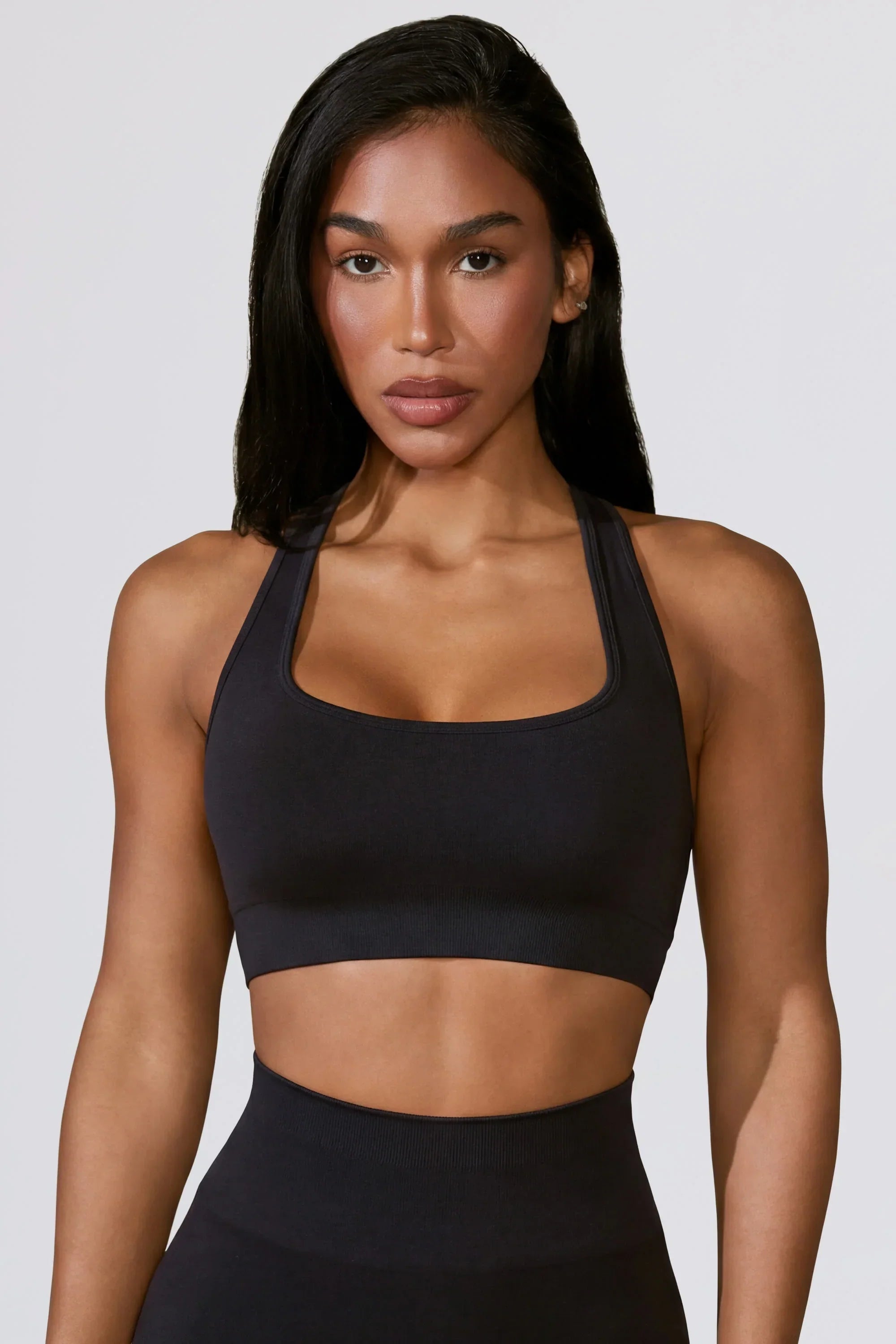 Cut Out Define Luxe Sports Bra in Black
