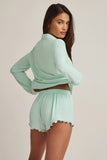Modal Ruffle Trim Pyjama Shorts in Mint