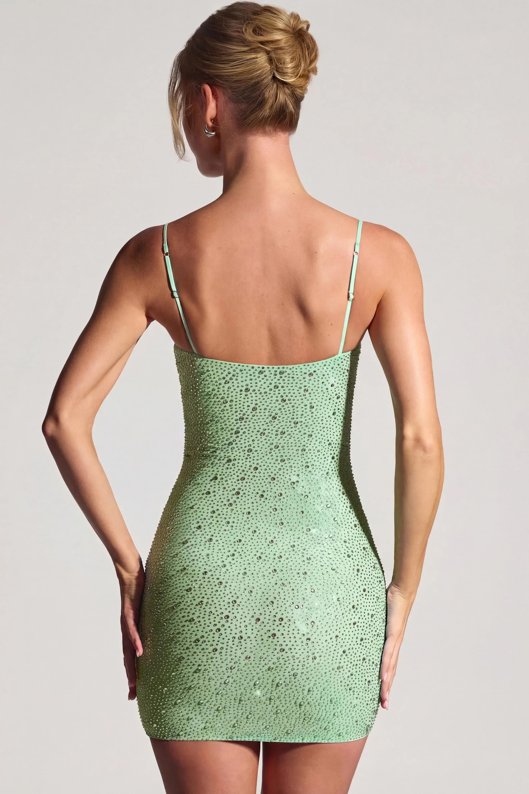 Embellished Bodycon Mini Dress in Pistachio