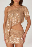 Embellished Micro Mini Skirt in Gold