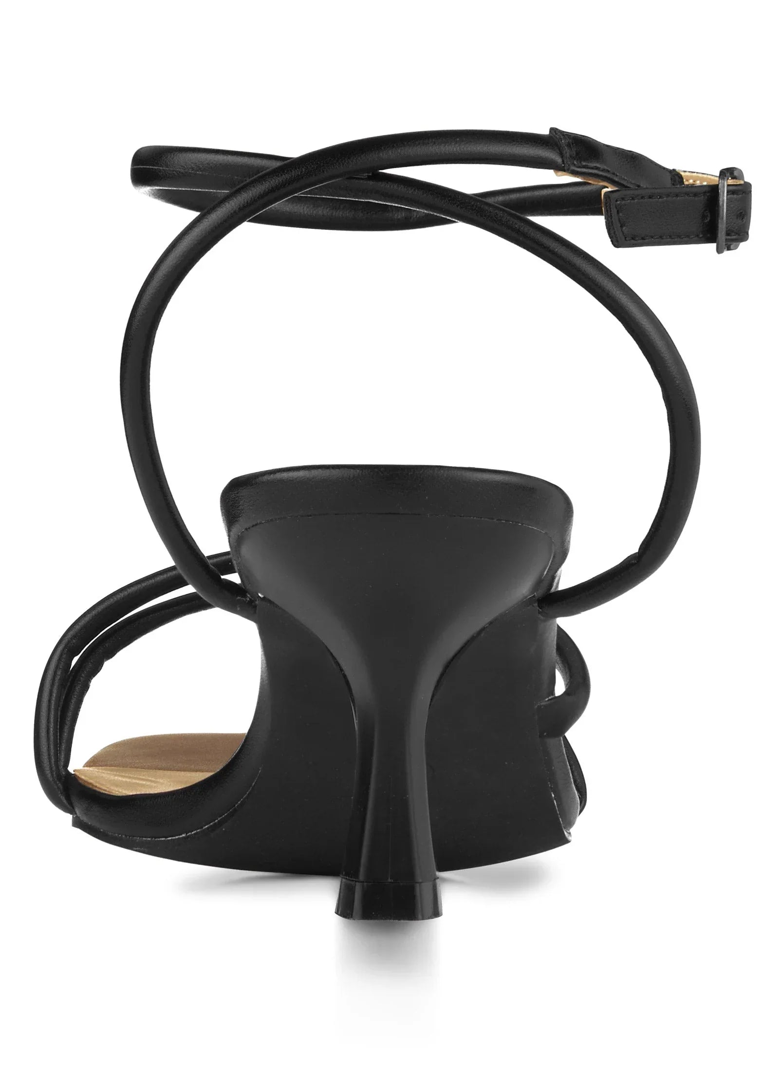 Strappy Kitten Heels Jet Black