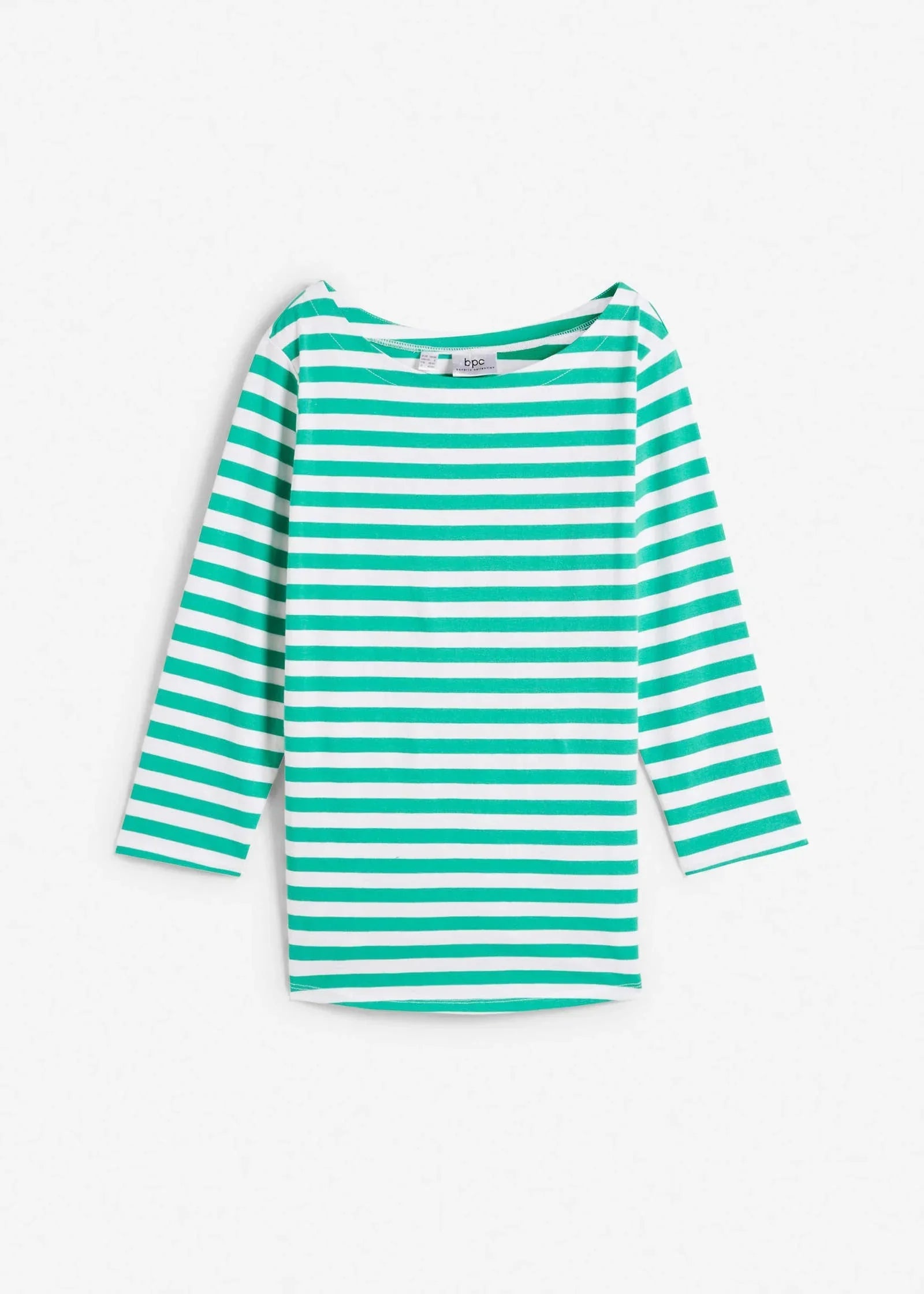 Boat Neck Striped Top White Jade