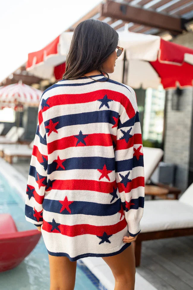Old Glory Stars and Stripes Oversized Sweater
