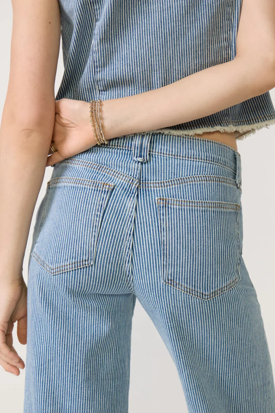 Railroad Stripe Wide Leg Jean