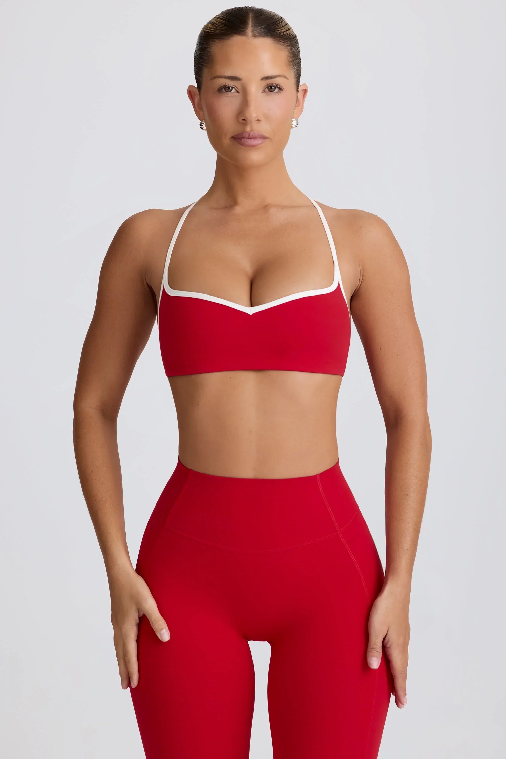 Soft Active Sweetheart Neck Sports Bra in Hot Red