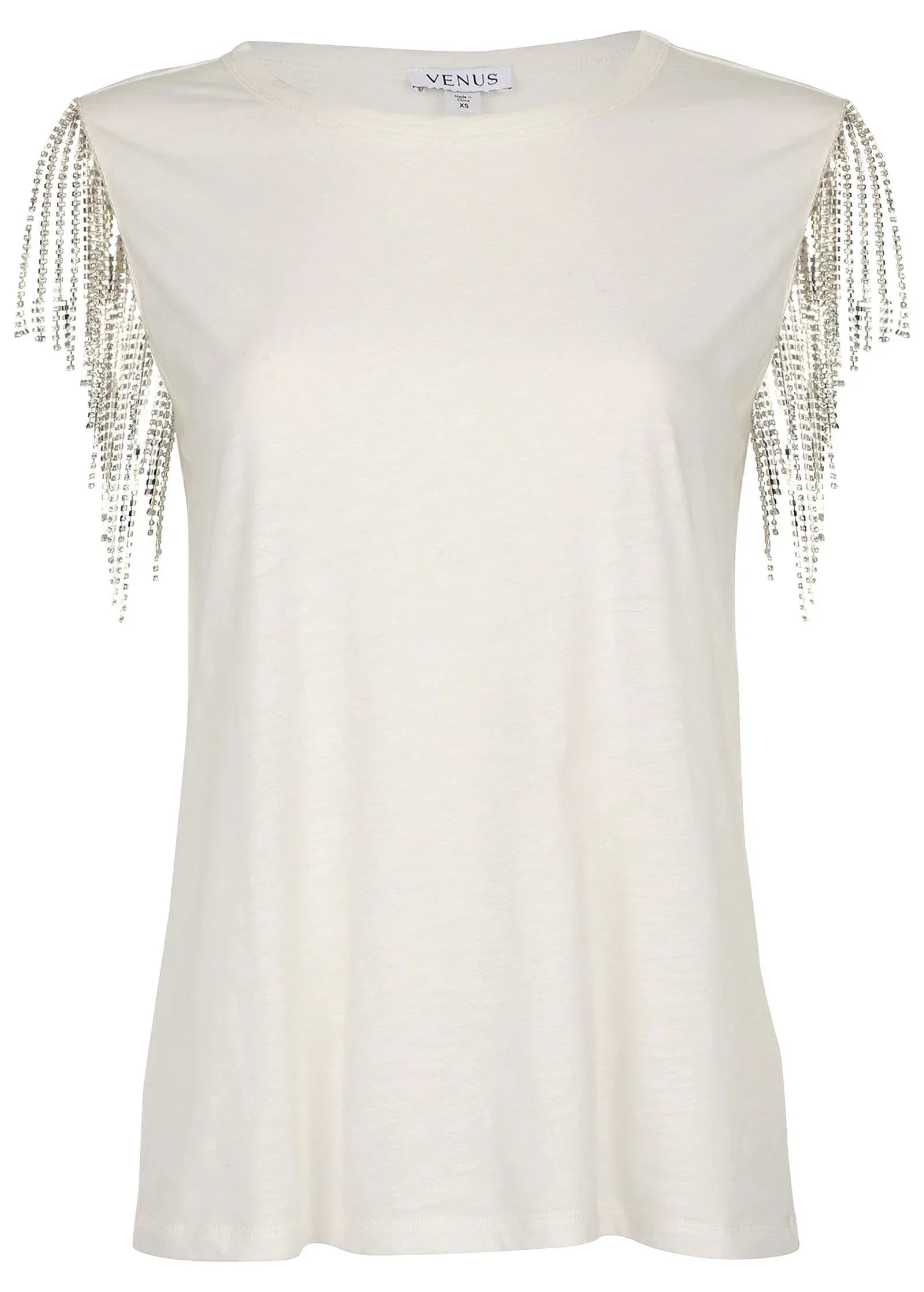 Diamond Fringe Tank Top Cloud Dancer