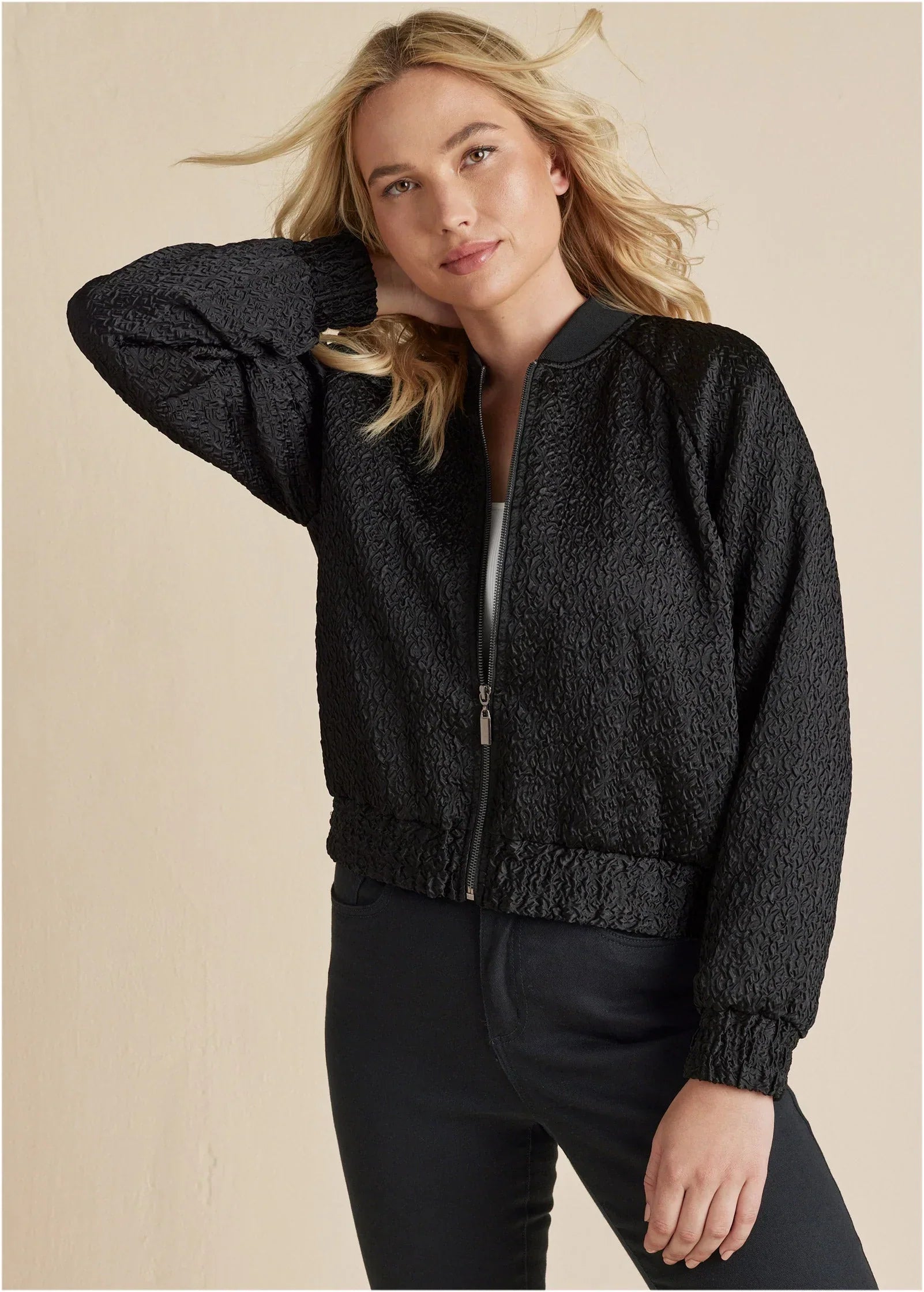 Texture Bomber Jacket Jet Black