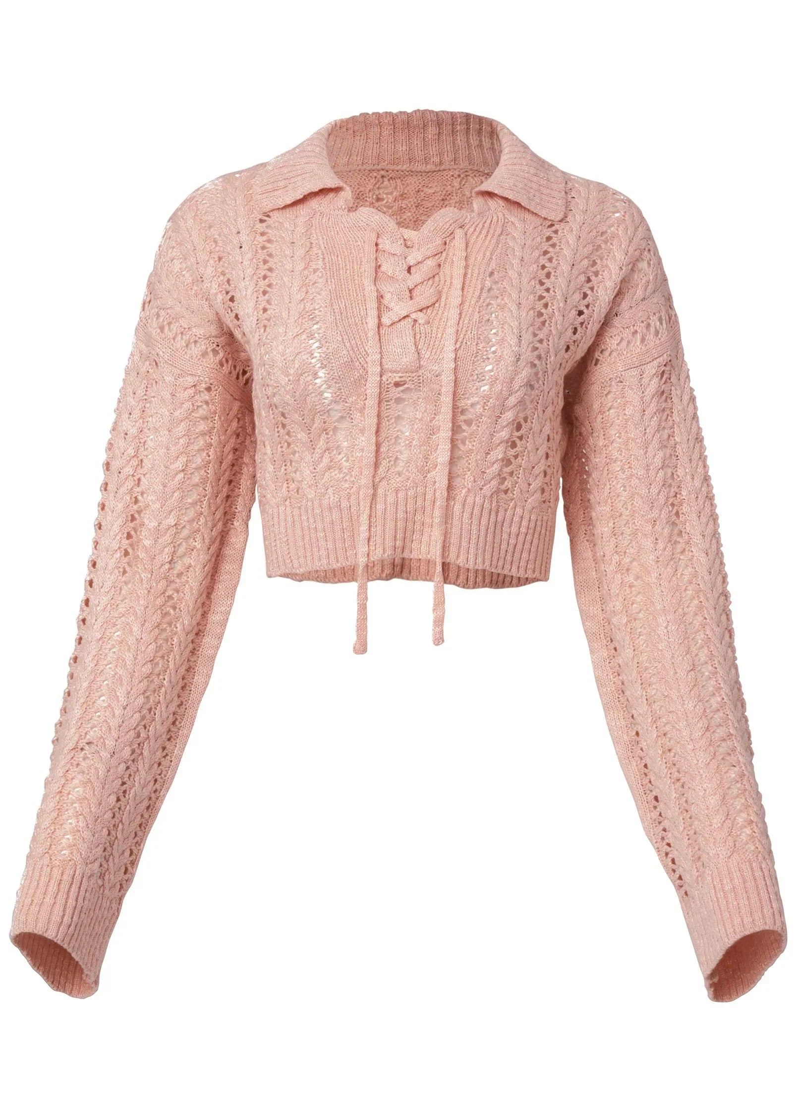 Cropped Pointelle Sweater Peach