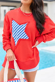 Solstice Red And Blue Striped Star Pullover