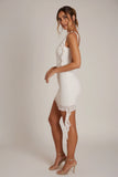 Backless Ruffle Detailing Mini Dress in Ivory
