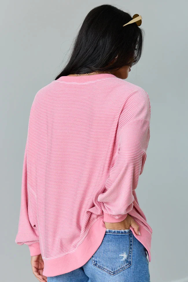 Melanie Pink Striped Pullover SALE
