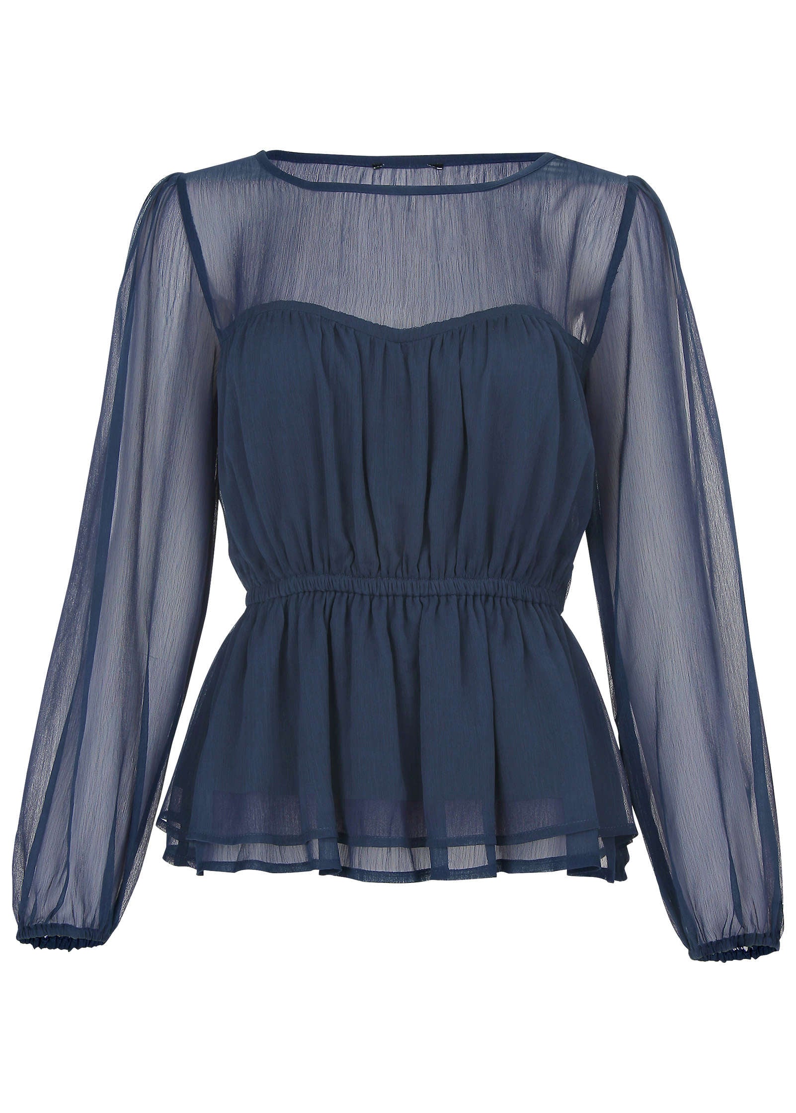 Sheer Beauty Blouse Navy