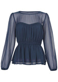 Sheer Beauty Blouse Navy