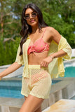Yellow Crochet Swim Cover Up Top