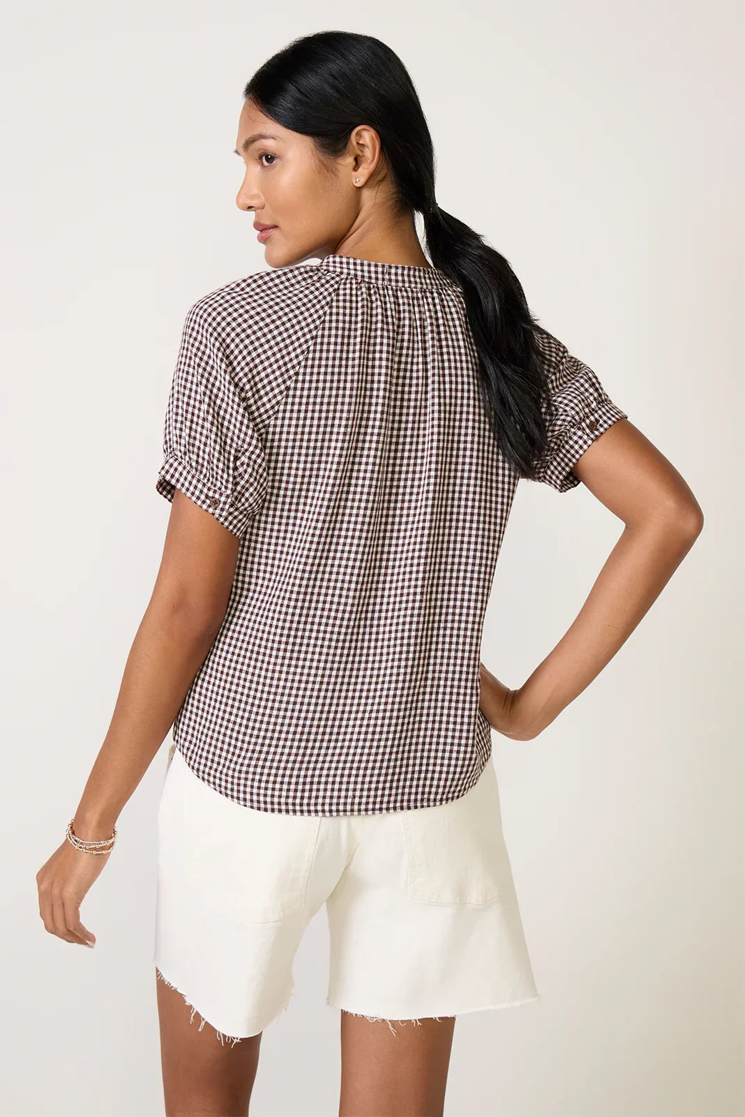 Gingham Raglan Blouse