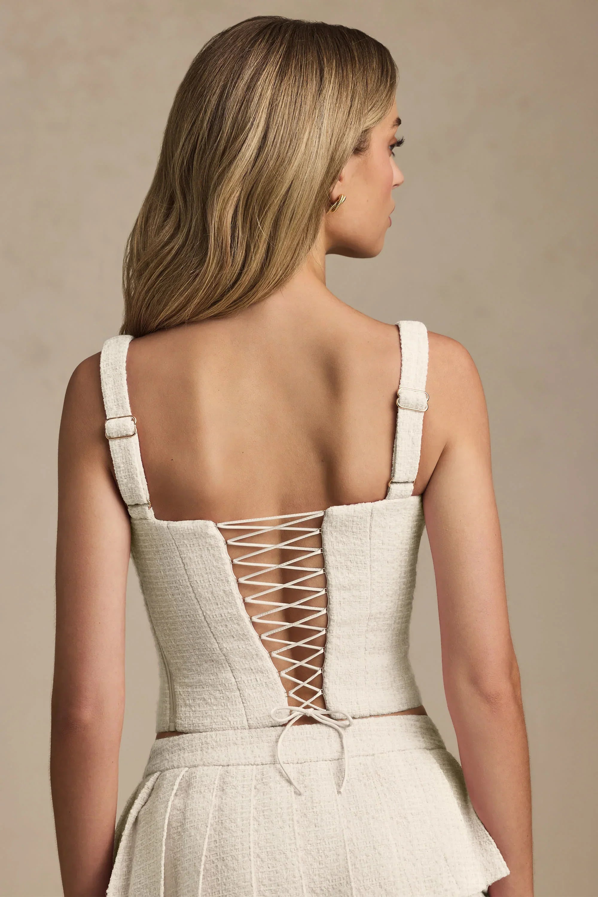 Lace Up Corset Top in Ivory