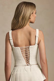 Lace Up Corset Top in Ivory