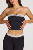 Modal Lace Trim Bandeau Top in Black