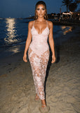 Sweetest Soul Floral Embellished Maxi Dress Pink