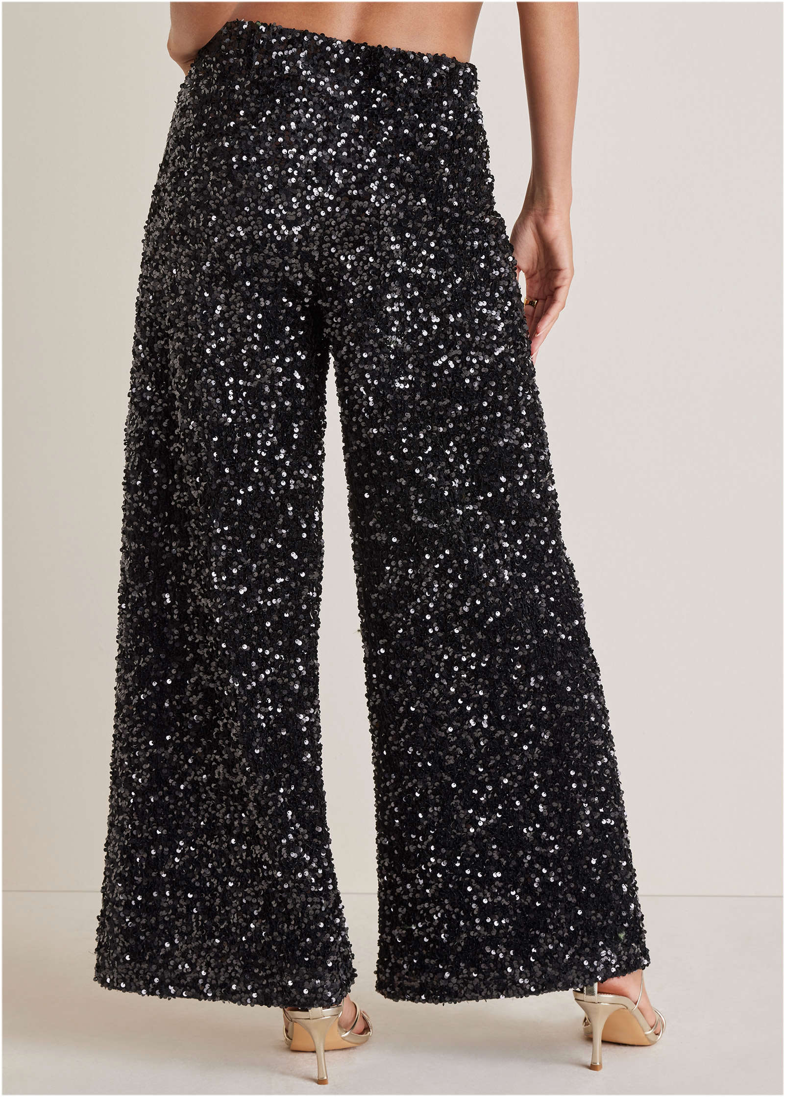 Sequin Velvet Pants Jet Black