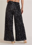 Sequin Velvet Pants Jet Black