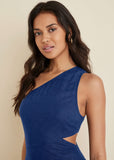 Linen Cutout Maxi Dress Sodalite Blue