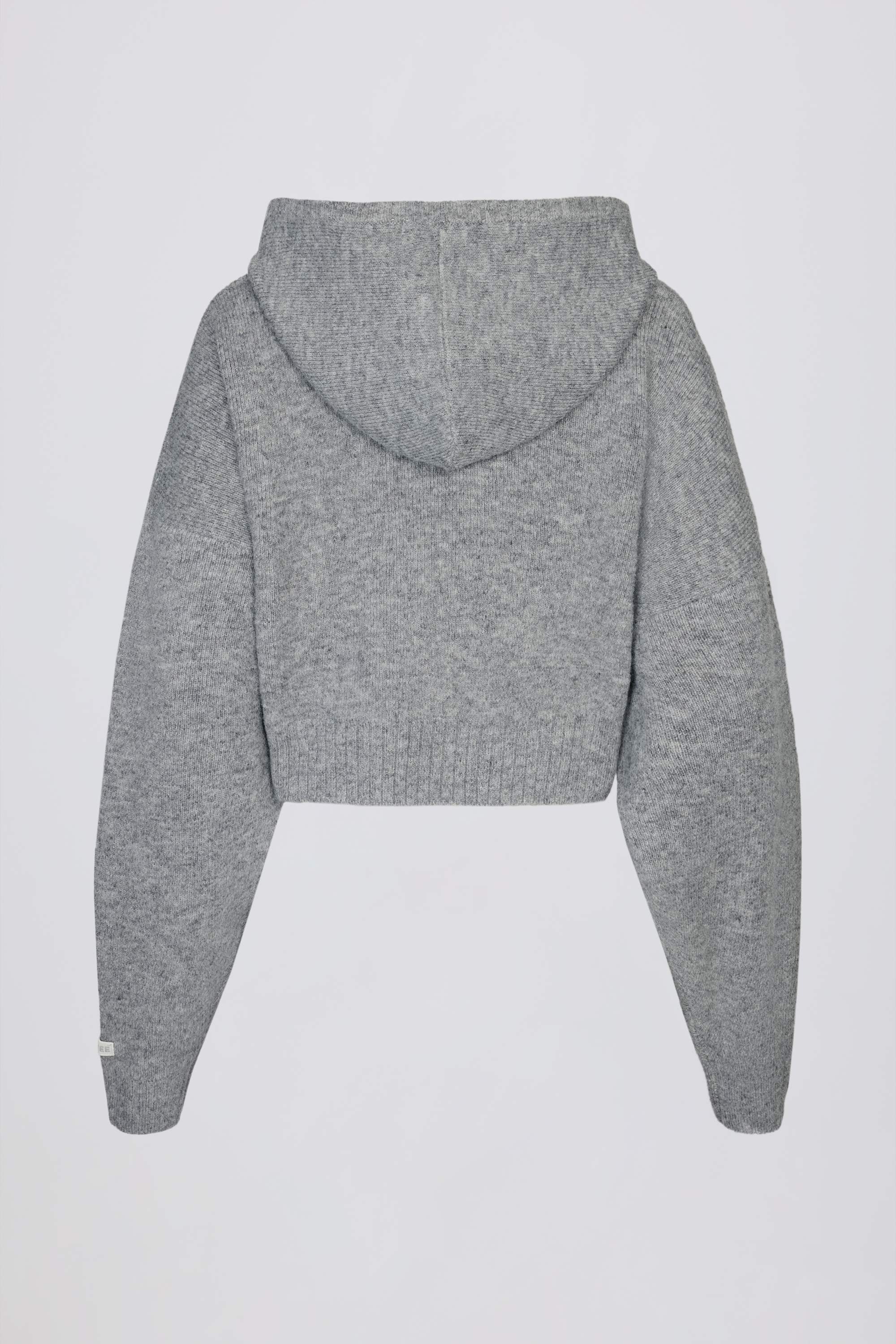 Soft Knit Zip Up Cropped Hoodie in Grey